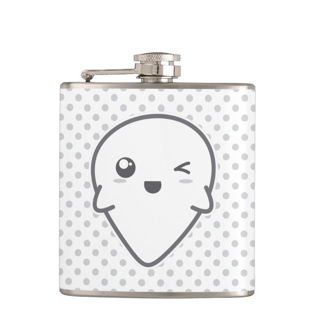 Kawaii Winking Ghost Flask Flachmann (Vorderseite)