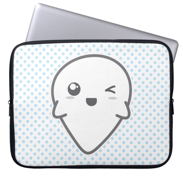 Kawaii Winking Ghost Laptop Sleeve (Vorderseite)