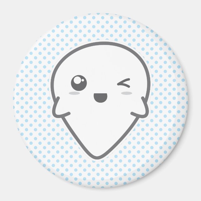 Kawaii Winking Ghost Magnet (Vorne)