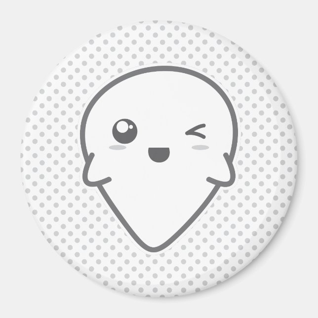 Kawaii Winking Ghost Magnet (Vorne)