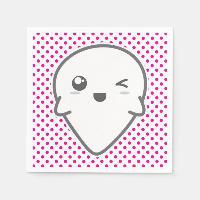 Kawaii Winking Ghost Napkins Serviette (Vorderseite)