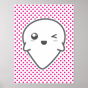 Kawaii Winking Ghost Poster Print