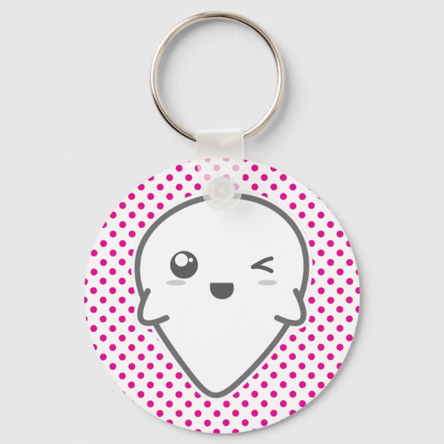 Kawaii Winking Ghost Schlüsselanhänger (Vorderseite)