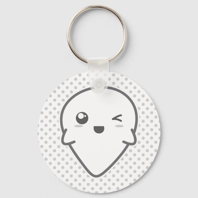 Kawaii Winking Ghost Schlüsselanhänger (Vorderseite)