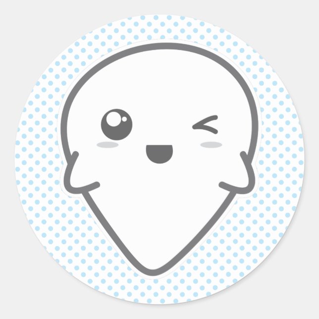 Kawaii Winking Ghost Stickers (Vorderseite)