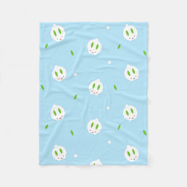 Kawaii Winter Snow Bunny Fleecedecke (Vorderseite)