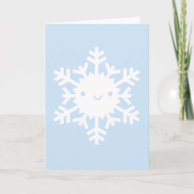 Kawaii Winter Snowflake Feiertagskarte (Vorderseite)