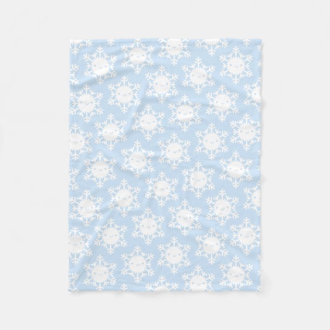 Kawaii Winter Snowflakes Fleecedecke (Vorderseite)