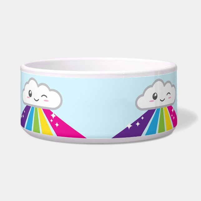Kawaii Wolke und Regenbogen-Hundeschüssel Napf (Vorderseite)