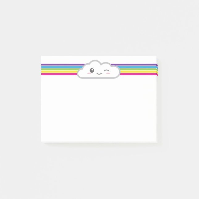 Kawaii Wolken-und Regenbogen-Mitteilungskarten Post-it Klebezettel (Vorderseite)