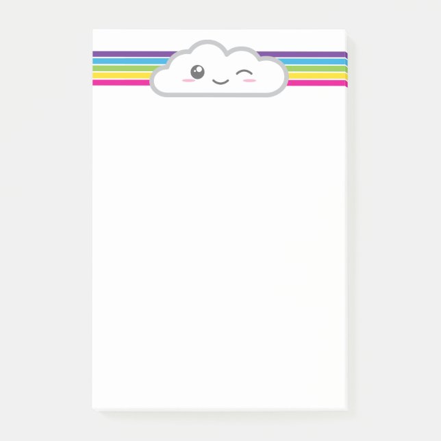 Kawaii Wolken-und Regenbogen-Mitteilungskarten Post-it Klebezettel (Vorderseite)