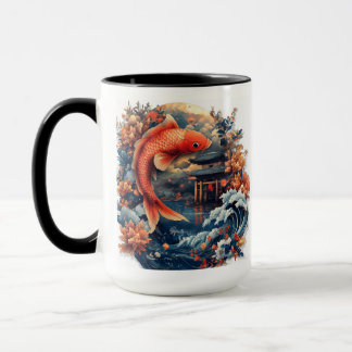 Kawaii Woodblock Carp Dragon Gate Tasse