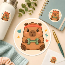 Kawaii Workout Capybara Gym Motivationsaufkleber