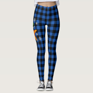 Kawaii Xmas Starfish auf Blue Buffalo Muster Leggings