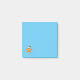 Kawaii Xmas Starfish auf Blue Buffalo Muster Post-it Klebezettel