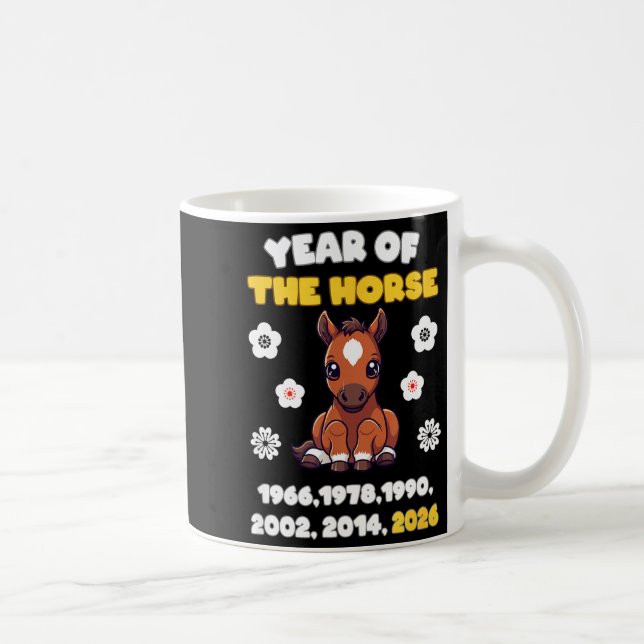 Kawaii Year Of Horse Chinese Zodiac 2026 Animal  Kaffeetasse (Rechts)