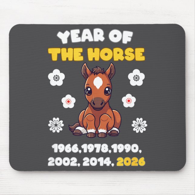 Kawaii Year Of Horse Chinese Zodiac 2026 Animal  Mousepad (Vorne)