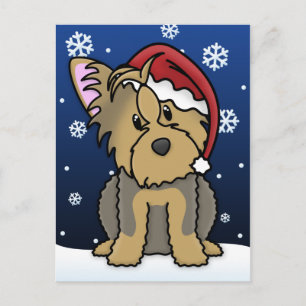 Kawaii Yorkie Christmas Postcard Feiertagspostkarte