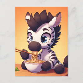 Kawaii Zebra Eating Ramen Postkarte