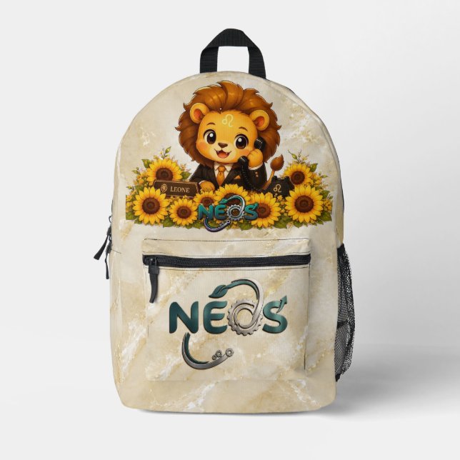 Kawaii Zodiac Neos Löwe Bedruckter Rucksack (Vorderseite)