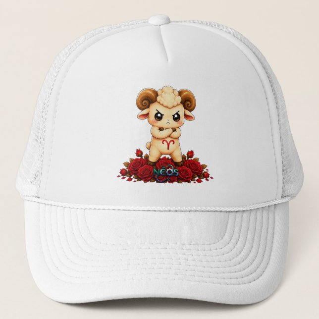 Kawaii Zodiac Neos Widder Truckerkappe (Vorderseite)