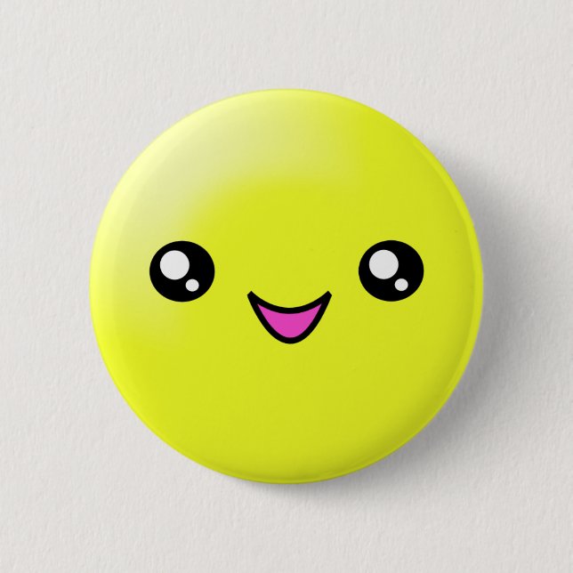 Kawaii Zucker punktiert Zitronen-glücklichen Button (Vorderseite)