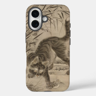Kawanabe Kyosai Katze fängt einen Frosch japanisch iPhone 16 Hülle