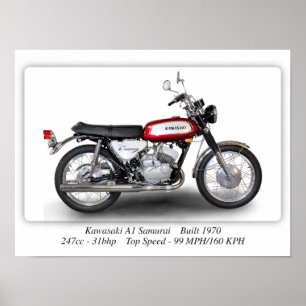 Kawasaki A1 Samurai Motorrad A3 Poster