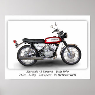 Kawasaki A1 Samurai Motorrad A3 Poster