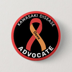 Kawasaki Disease Advocate Ribbon Black Button