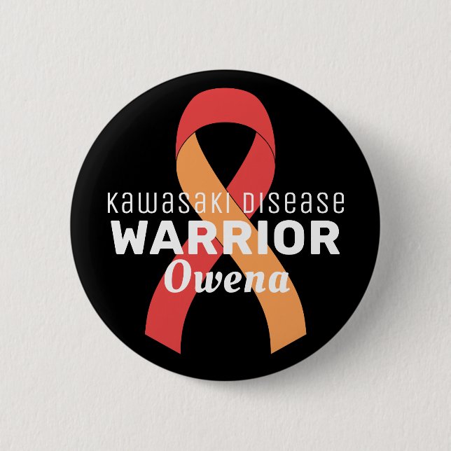 Kawasaki Disease Warrior Ribbon Black Button (Vorderseite)