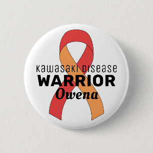 Kawasaki Disease Warrior Ribbon White Button