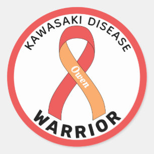 Kawasaki Disease Warrior Ribbon White Runder Aufkleber