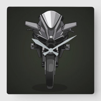 Kawasaki H2R | Black background Quadratische Wanduhr