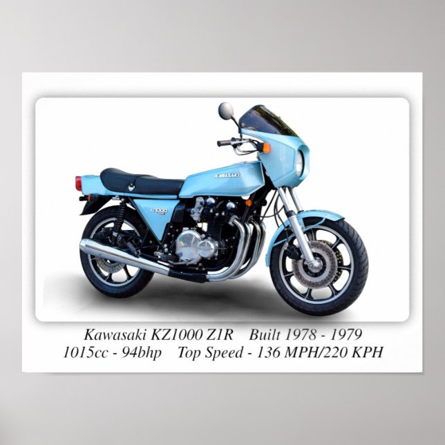 Kawasaki KZ1000 Z1R Motorrad - A3 Großdruck Poster (Vorne)