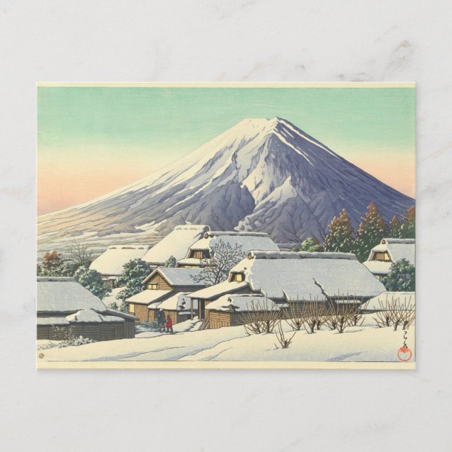 Kawase Hasui Winter Village Postkarte (Vorderseite)