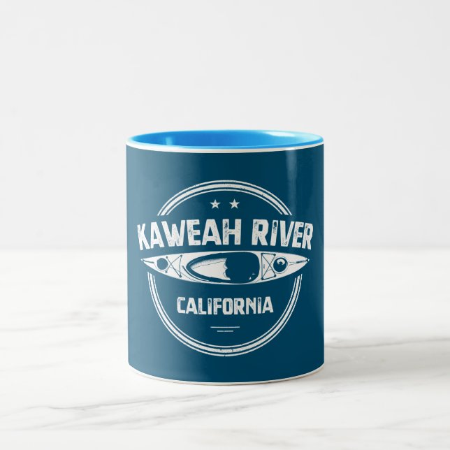 Kaweah River California Kayaking Zweifarbige Tasse (Mittel)