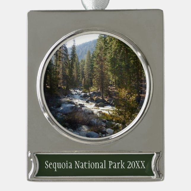 Kaweah River im Sequoia-Nationalpark Banner-Ornament Silber (Vorderseite)