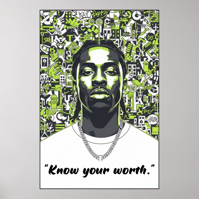 Kay Flock Poster – Know Your Worth Motivation Art (Vorne)