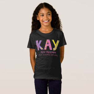  Kay Name bedeutet rosa lila gelbe Blume T-Shirt