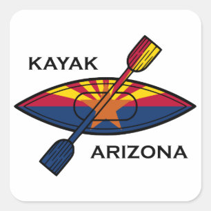 Kayak Arizona Flag Quadratischer Aufkleber