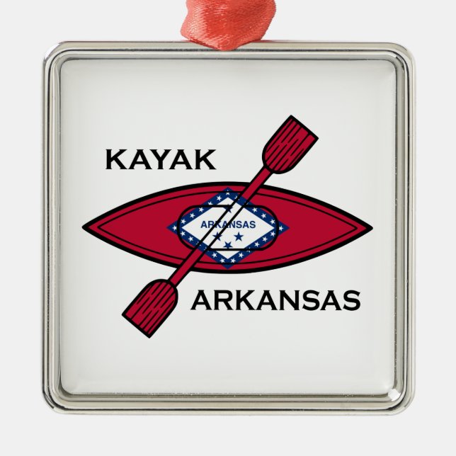 Kayak Arkansas Flag Ornament Aus Metall (Vorne)