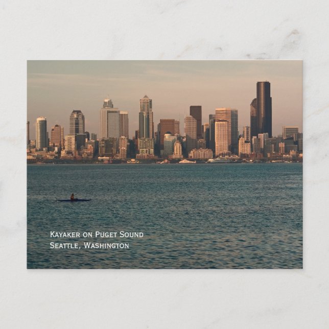 Kayak bei Seattle Sunset Postcard Postkarte (Vorderseite)