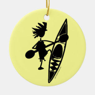 Kayak Canoe Joyful Silhouette Keramikornament
