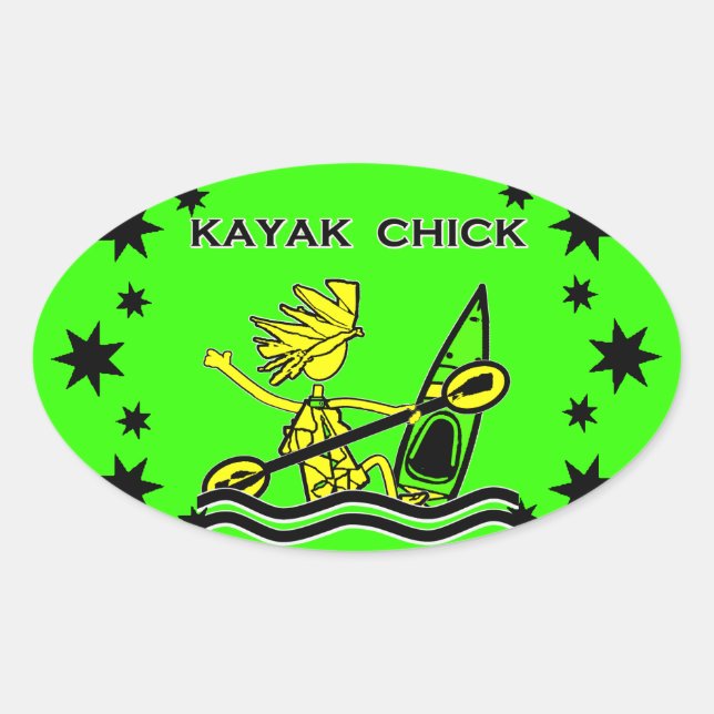 Kayak Chick Designs & Things Ovaler Aufkleber (Vorderseite)