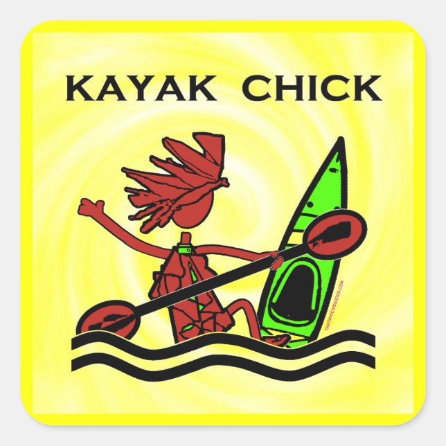 Kayak Chick Designs & Things Quadratischer Aufkleber (Vorderseite)