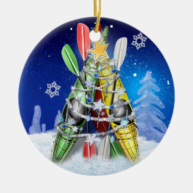 Kayak Christmas Tree Keramik Ornament (Vorne)