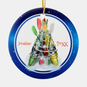 Kayak Christmas Tree personalisiert Keramik Ornament