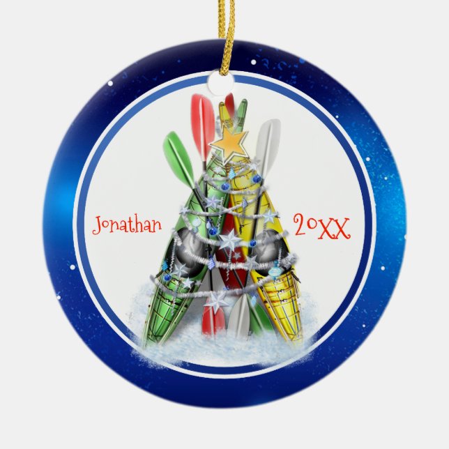 Kayak Christmas Tree personalisiert Keramik Ornament (Vorne)
