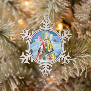 Kayak Christmas Tree Wonders of Nature Schneeflocken Zinn-Ornament